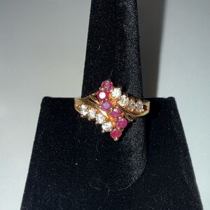 Lab Ruby and diamond ring